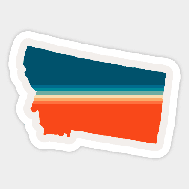 Montana State Retro Map Sticker by n23tees